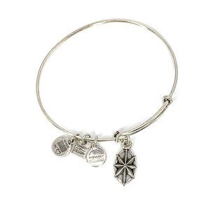 Alex and Ani Compass Charm Bracelet Silver Finish - Expands 2"- 3.5"